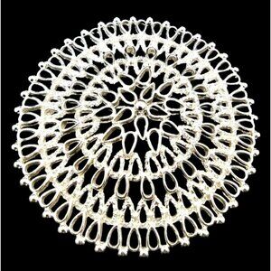 Sarah Coventry Large Silver Filigree Brooch Lace Mandala Vintage Pin 2.5" Signed